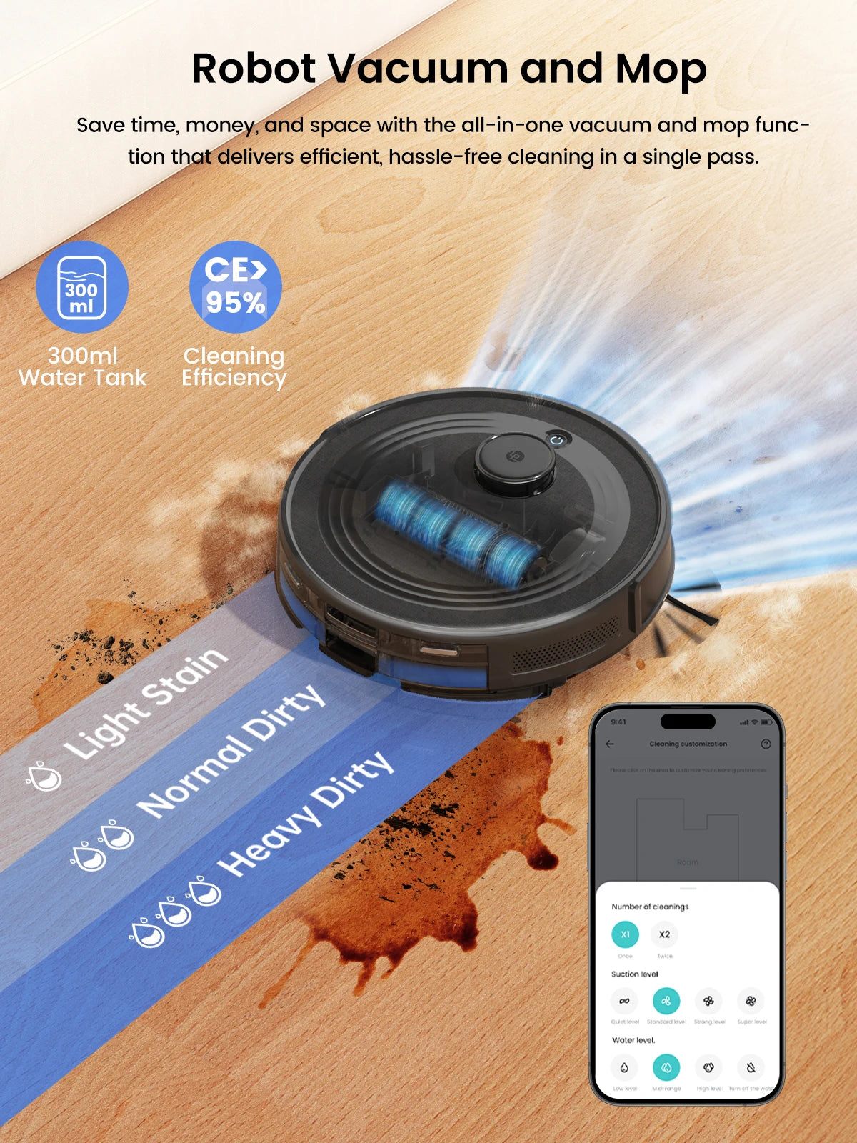 Robot Vacuum Cleaner 6000Pa LiDAR Navigation Self-Emptying Vacuum Mop with 2.7L Dust Station WiFi App Control Alexa