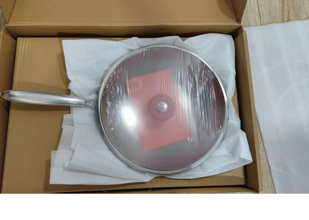 Wok Pan 32cm Titanium Alloy Uncoated Stir Fry Cookware Induction Compatible
