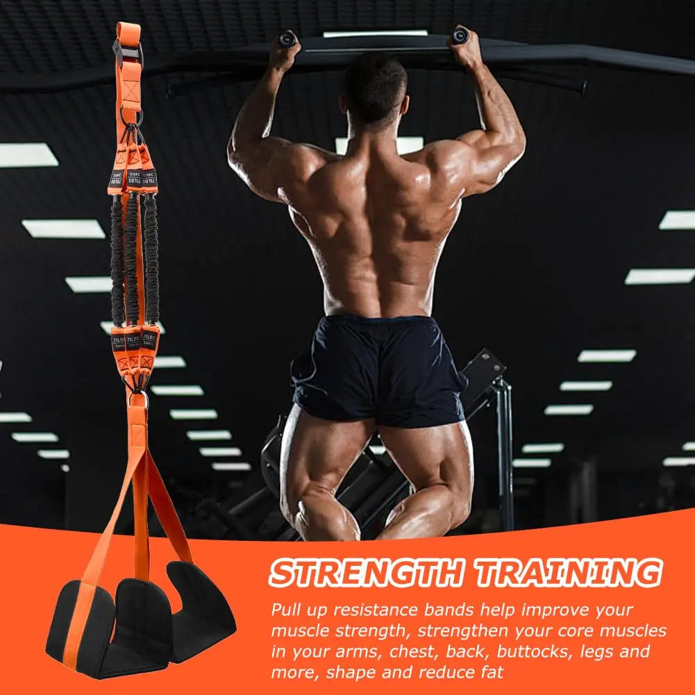 Pull Up Assistance Bands Set Adjustable Resistance Strap Training Kit Portable Workout System - Black