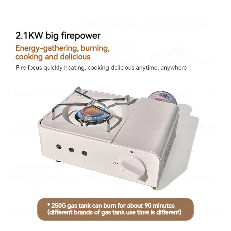Camping Stove 2.1KW Portable Gas Cooker Ultralight Compact Outdoor Cooking Unit – White