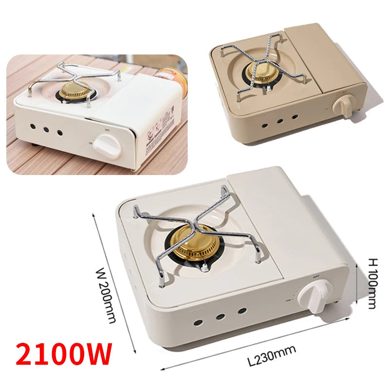 Camping Stove 2.1KW Portable Gas Cooker Ultralight Compact Outdoor Cooking Unit – White