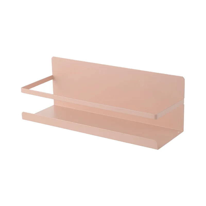 Magnetic Refrigerator Spice Rack Wall Mounted Stainless Steel Storage Shelf Organizer – Pink
