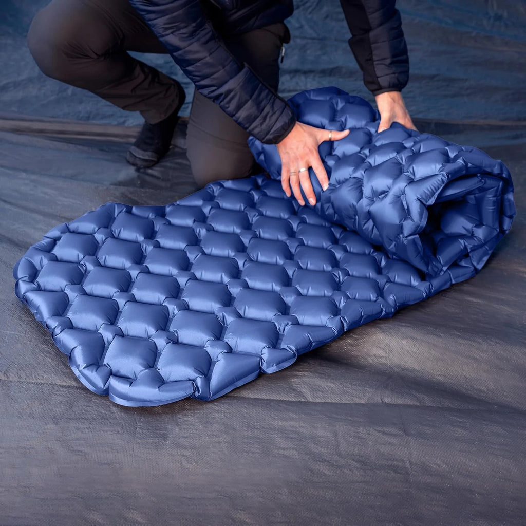 Camping Sleeping Pad Inflatable Mattress Ultralight TPU Nylon Travel Mat 190x60cm - Royal Blue