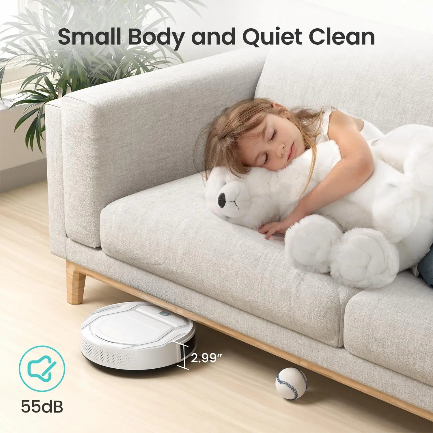 Robot Vacuum Cleaner 2200Pa Smart Navigation WiFi App Control Self-Charging – White