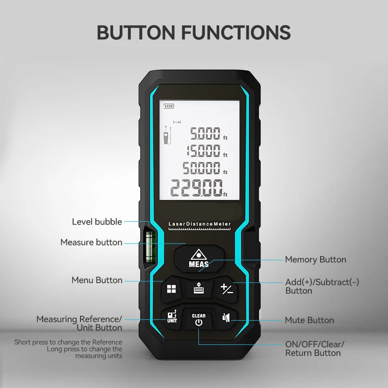 Laser Distance Measure 120m with IP54 Protection and ±2mm Accuracy