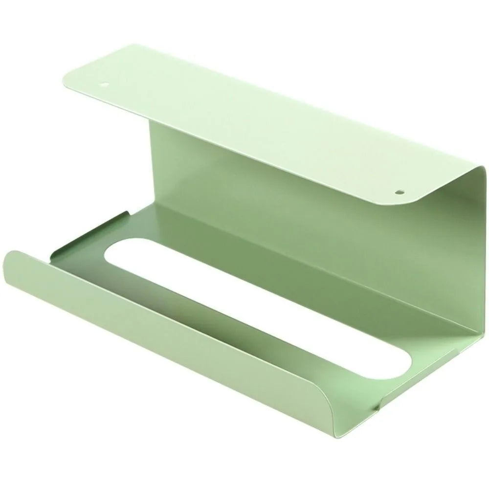 Tissue Box Holder 23cm Under Cabinet Drill-Free Iron Paper Towel Storage Rack - Green