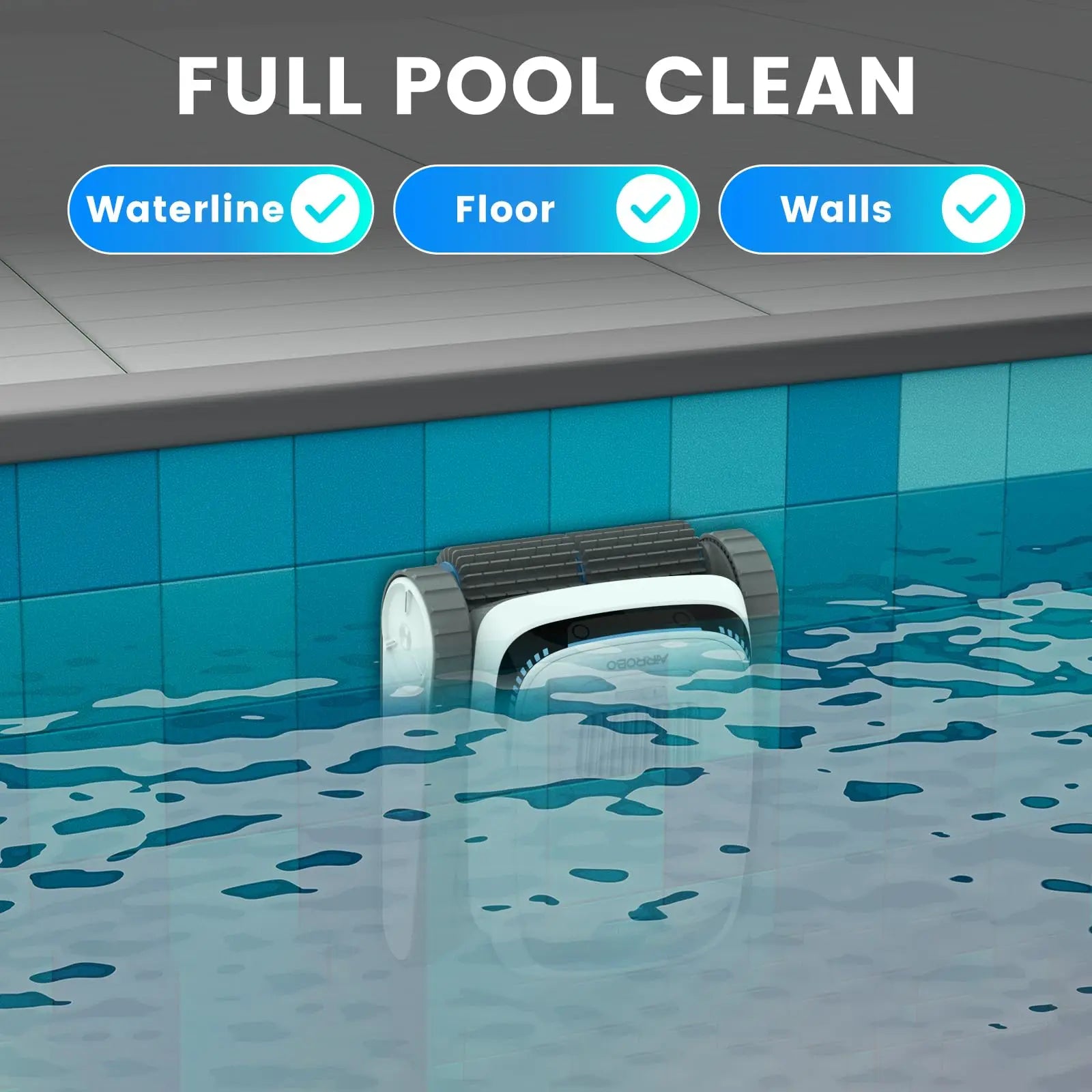 Pool Vacuum Robot 5200mAh Cordless Automatic Cleaner with Smart Navigation and Wall Climbing - White