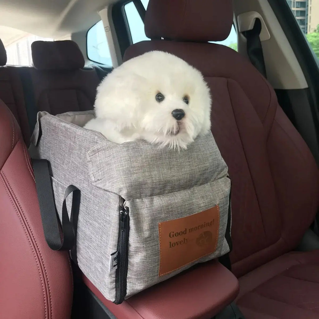Pet Travel Carrier Portable Padded Oxford Fabric Vehicle Bed with Zipper - Beige