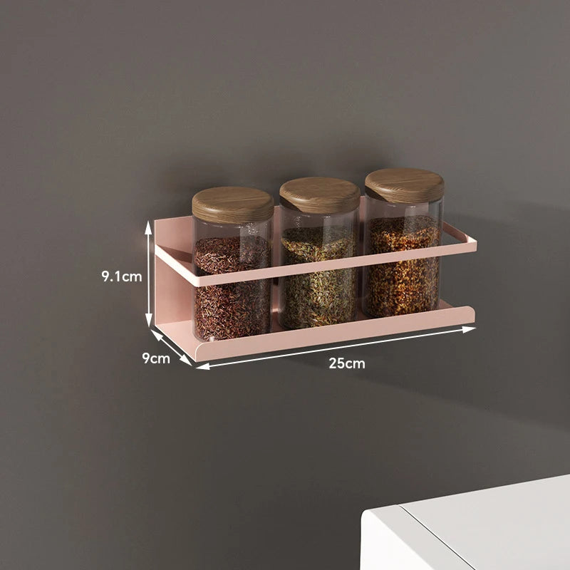 Magnetic Refrigerator Spice Rack Wall Mounted Stainless Steel Storage Shelf Organizer – Pink