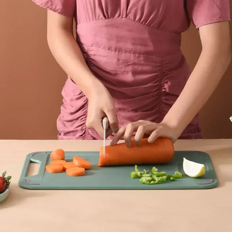 Double Sided Cutting Board 35 × 22 cm Stainless Steel and PP with Crusher - Pink