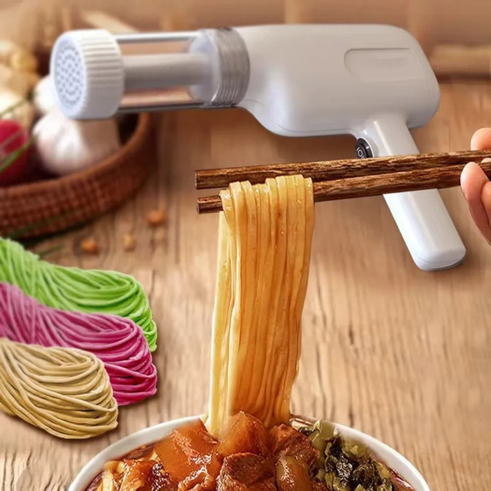 Electric Noodle Machine Handheld Cordless Pasta Maker 6 Moulds Dough Pressing Tool – Blue