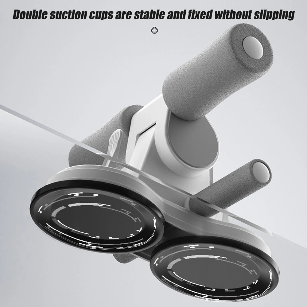 Sit Up Bar Portable Adjustable Suction Cup Abdominal Trainer Foot Holder Device - Grey
