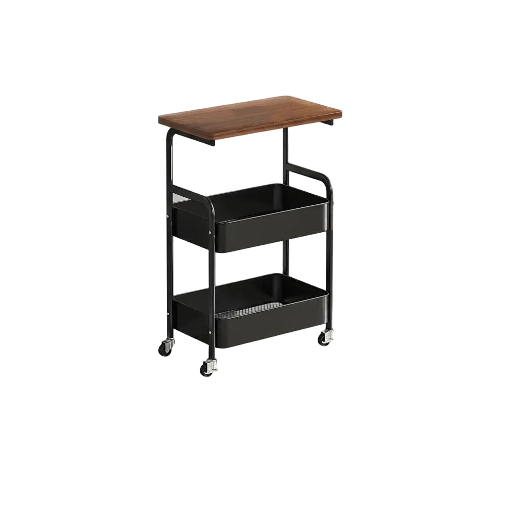 Heavy Duty Steel Rolling Storage Cart – Multi-Tier Utility Organizer with Locking Wheels for Kitchen, Office, Dorm, Bathroom, Bedroom Black