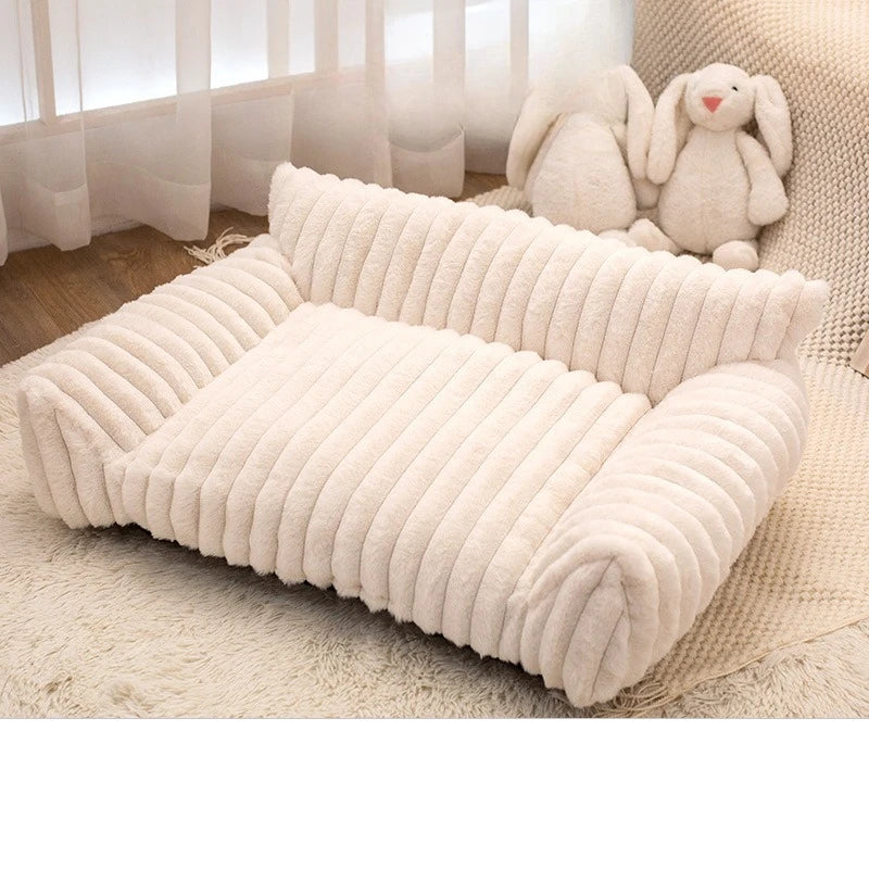 Pet Sofa Bed Removable Washable Corduroy Pet Couch with Non-Slip Base - Small