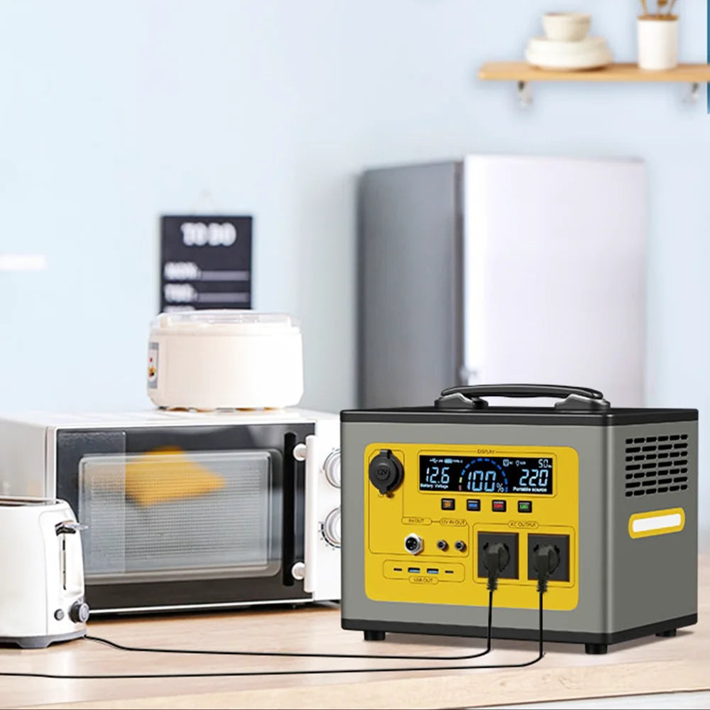 Portable Power Station 600Wh Solar Generator Pure Sine Wave Backup Battery 220V