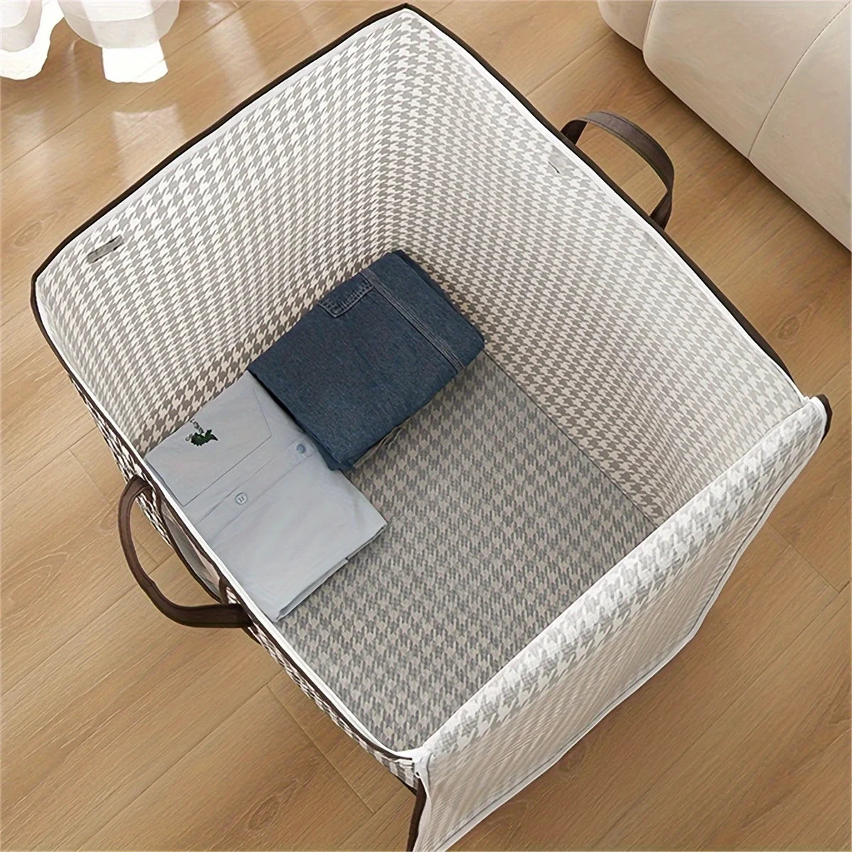 Extra Large Plaid Foldable Storage Box with Handles – 180L