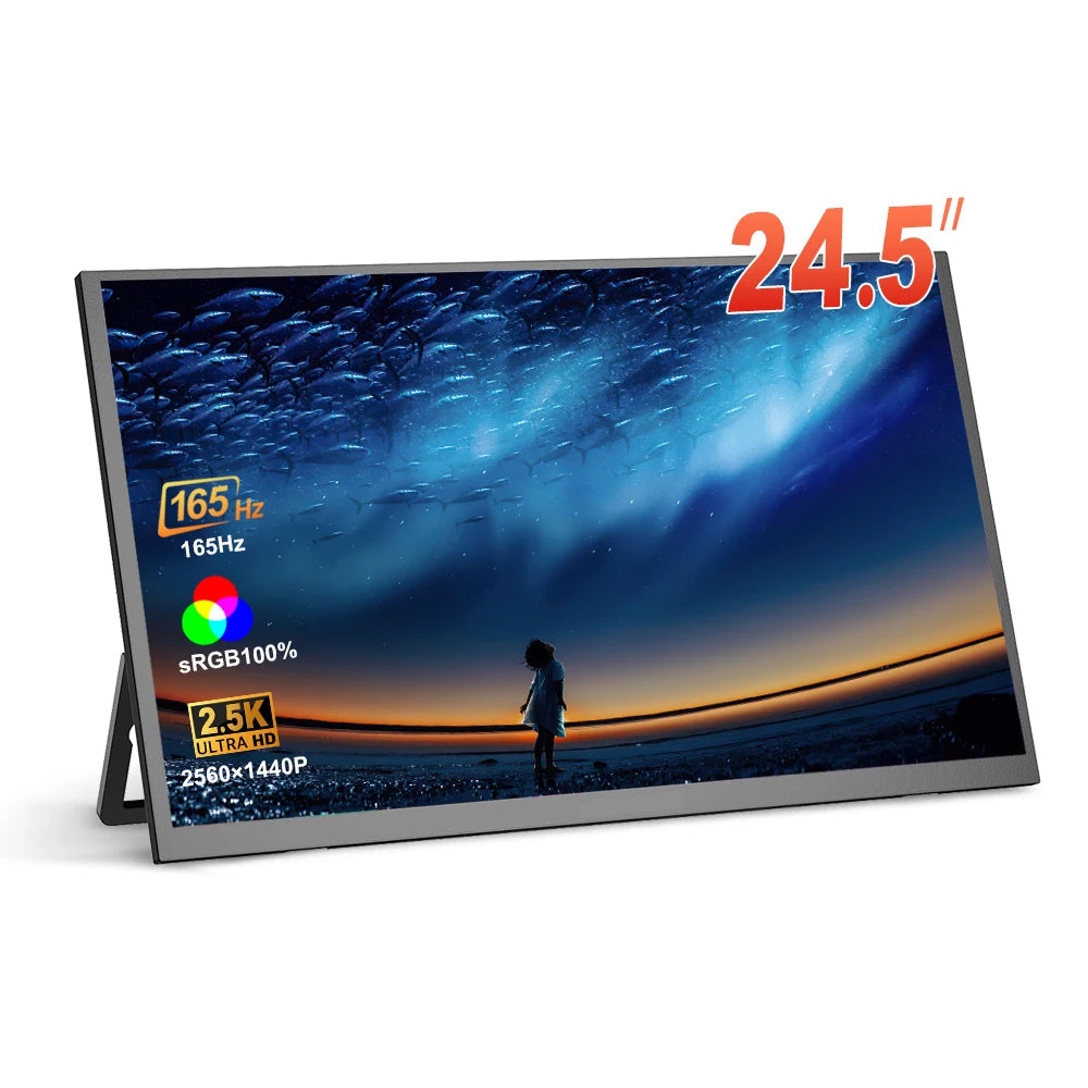 Portable Monitor 24.5 Inch 2.5K 165Hz IPS Gaming Display USB-C HDMI – Black