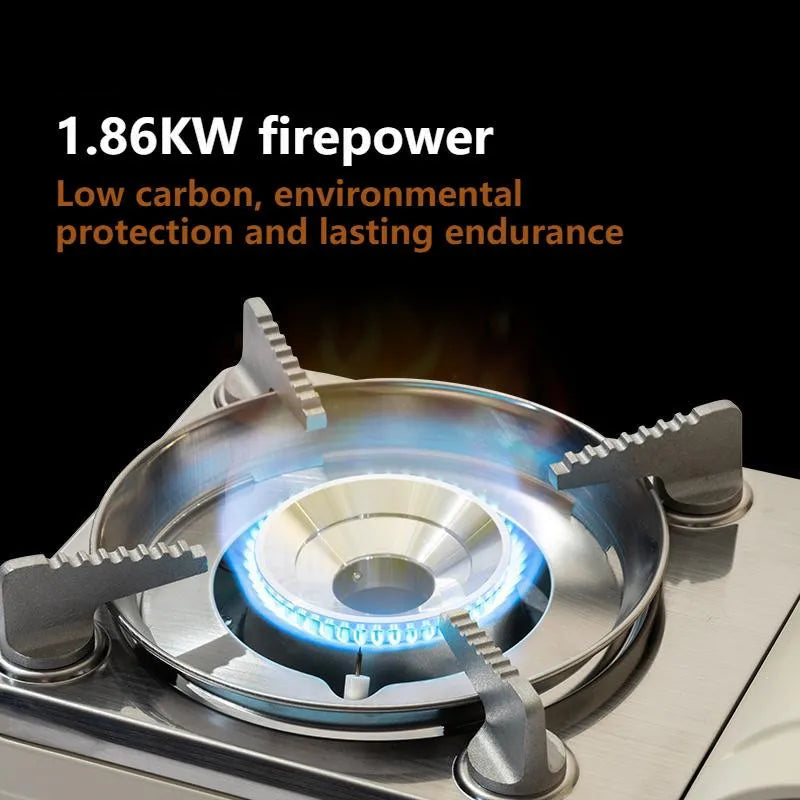 Camping Gas Stove 1.86KW Portable Wind Resistant Outdoor Cooker - Black
