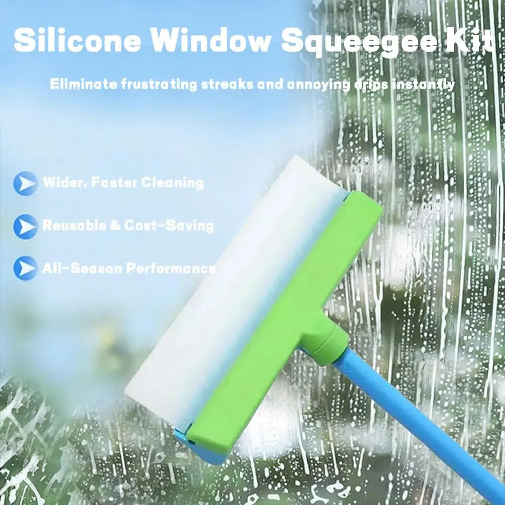 Car Wash Brush 12 Inch Microfiber Mop 2 In 1 Cleaning Tool for Glass Paint Home Blue and White