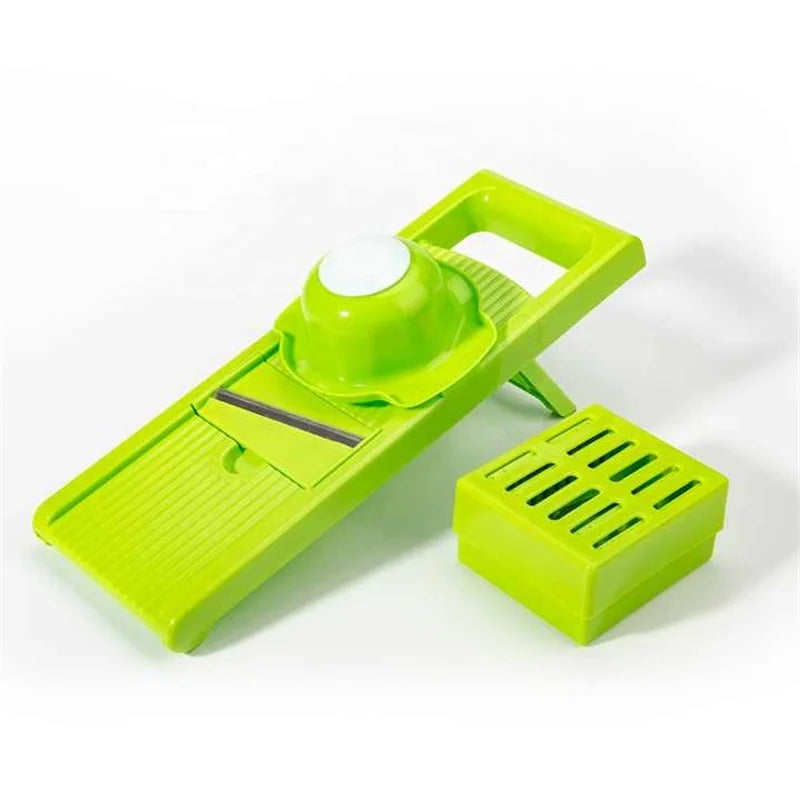 Mandoline Slicer Stainless Steel Vegetable Cutter with 6 Interchangeable Blades Storage Box – Green