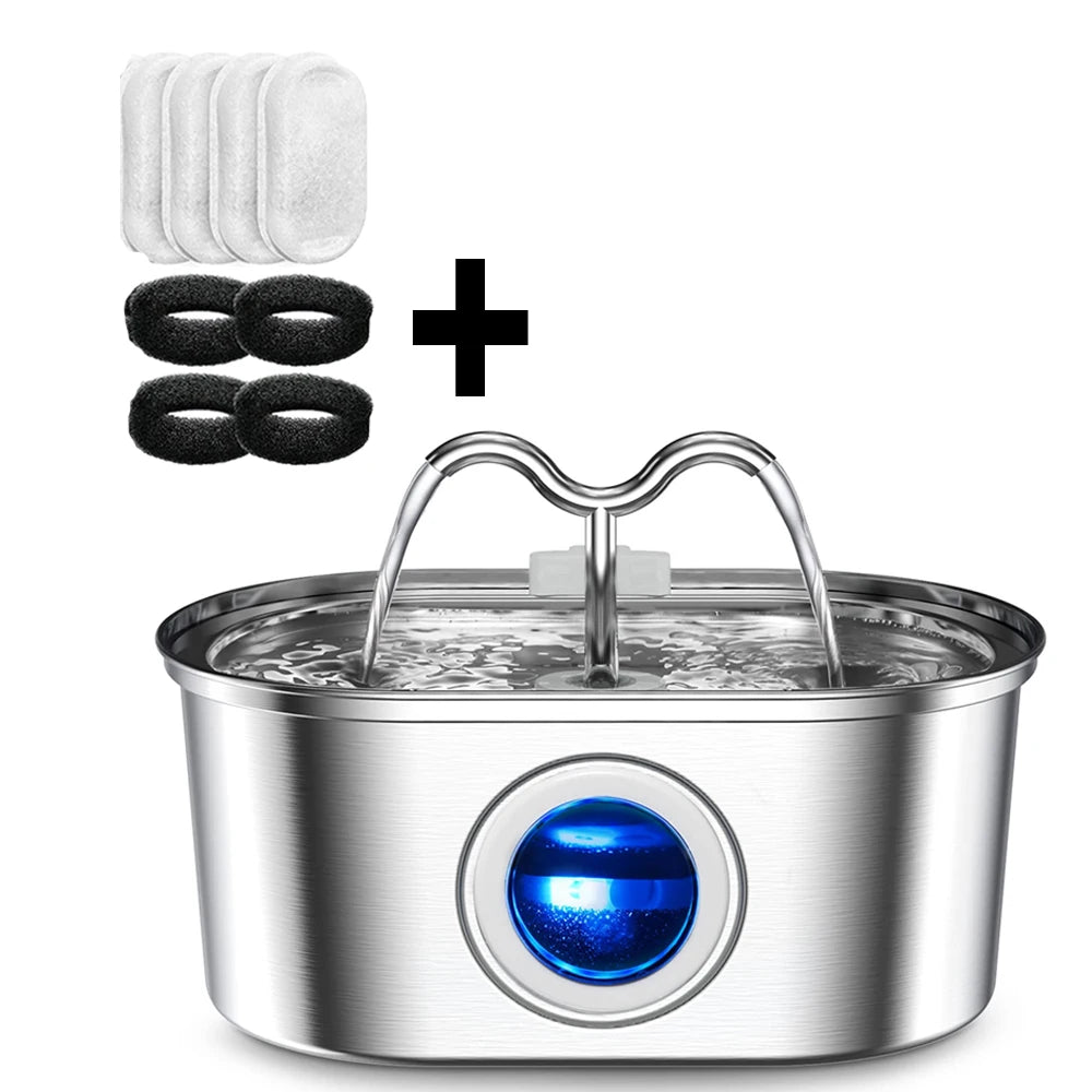 Cat Drinking Fountain 3.2L Stainless Steel Automatic Water Dispenser with Filtered Flow for Daily Hydration
