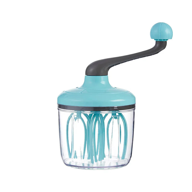 Manual Hand Crank Egg Beater Food Mixer Cream Whisk with Non-Slip Base – Green