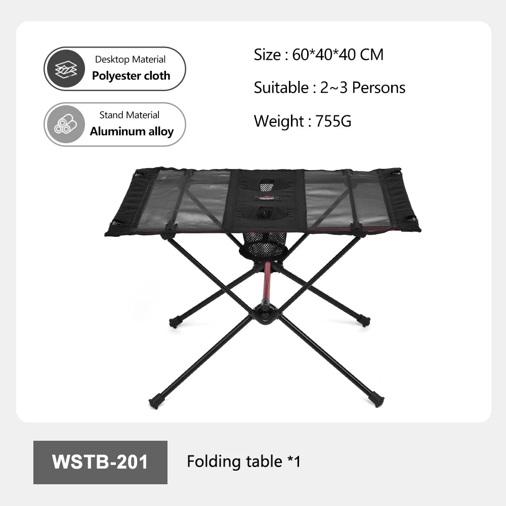 Camping Table Portable Folding Table 60cm Lightweight Outdoor Picnic Table with Cup Holders - Black
