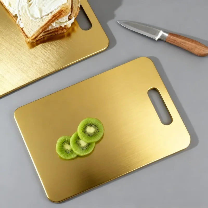 Stainless Steel Cutting Board Set 3 Piece Chopping Boards with Scale - Gold