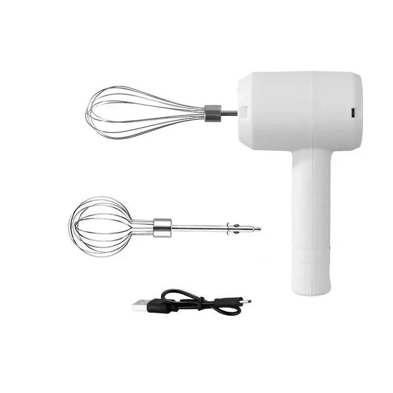 Wireless Electric Food Mixer 3 Speed Portable Egg Beater with Rechargeable Handle – White