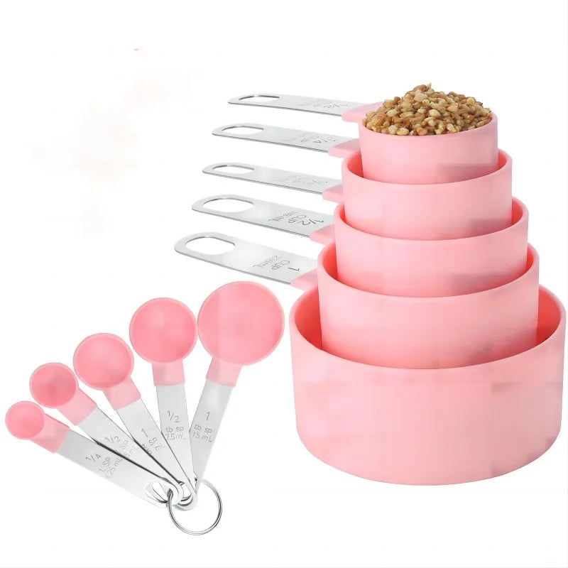 10-Piece Measuring Cups and Spoons Set Nesting Kitchen Baking Tools – Black