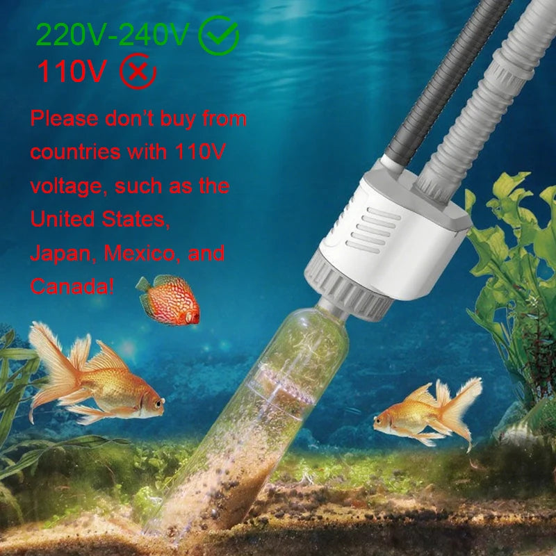Aquarium Water Change Pump 30W Electric Fish Tank Cleaner 2000L per Hour Gray