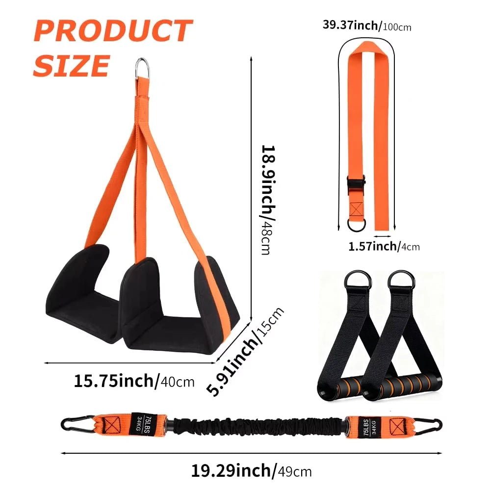 Pull Up Assistance Bands Set Adjustable Resistance Strap Training Kit Portable Workout System - Black