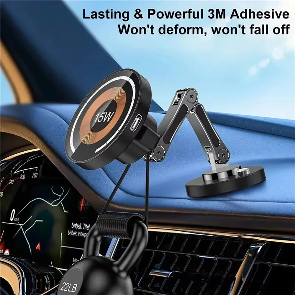 Car Phone Holder 360 Degree Rotating Aluminium Dashboard Mount Adjustable Navigation Stand - No Wireless Charger