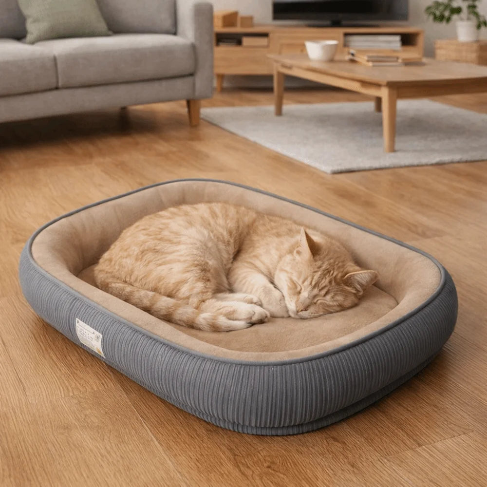 Pet Cushion Raised Thickened Pet Bed Removable Washable Warm Sleeping Pad for Dogs and Cats – Grey