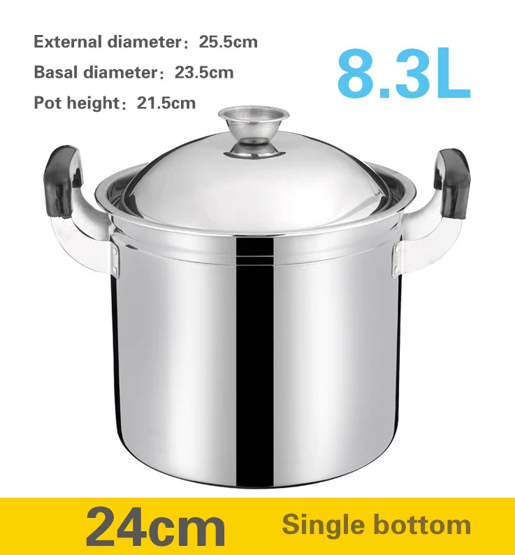 Soup Stock Pot 8.3L Stainless Steel Deep Cooking Pot with Lid – 24cm