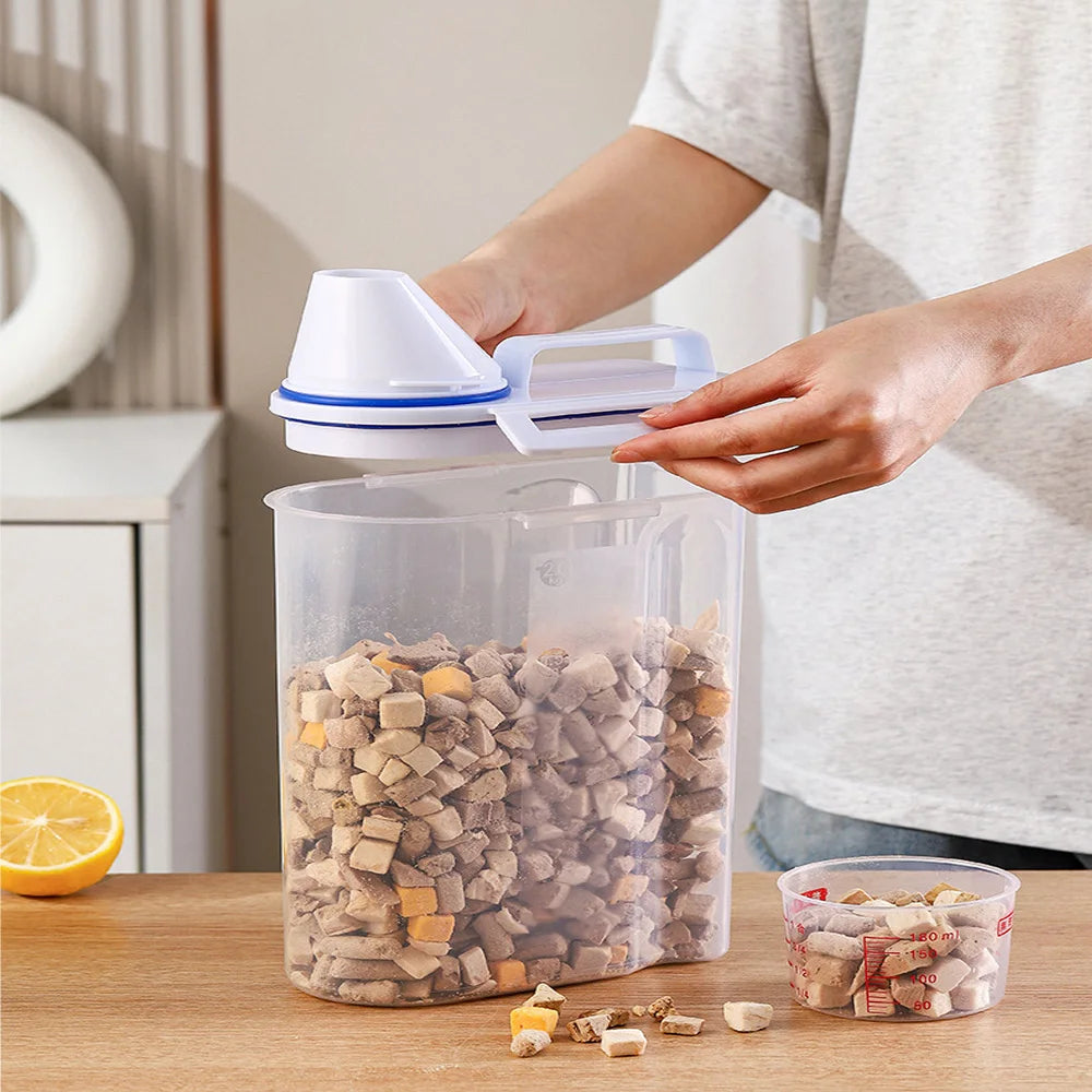 Pet Food Storage Container 2kg Sealed Dry Food Bin Moisture Resistant - Blue
