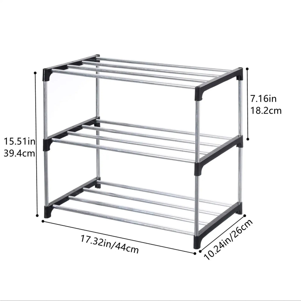 3 Tier Shoe Rack Lightweight Space Saving Storage Organizer for Entryway Closet and Dormitory – Blue