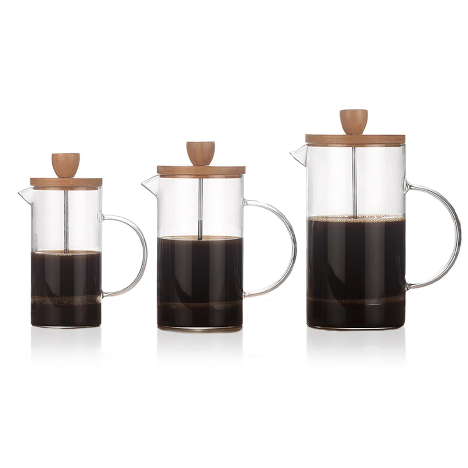 French Press Coffee Maker 350ml Borosilicate Glass Coffee and Tea Press with Bamboo Lid