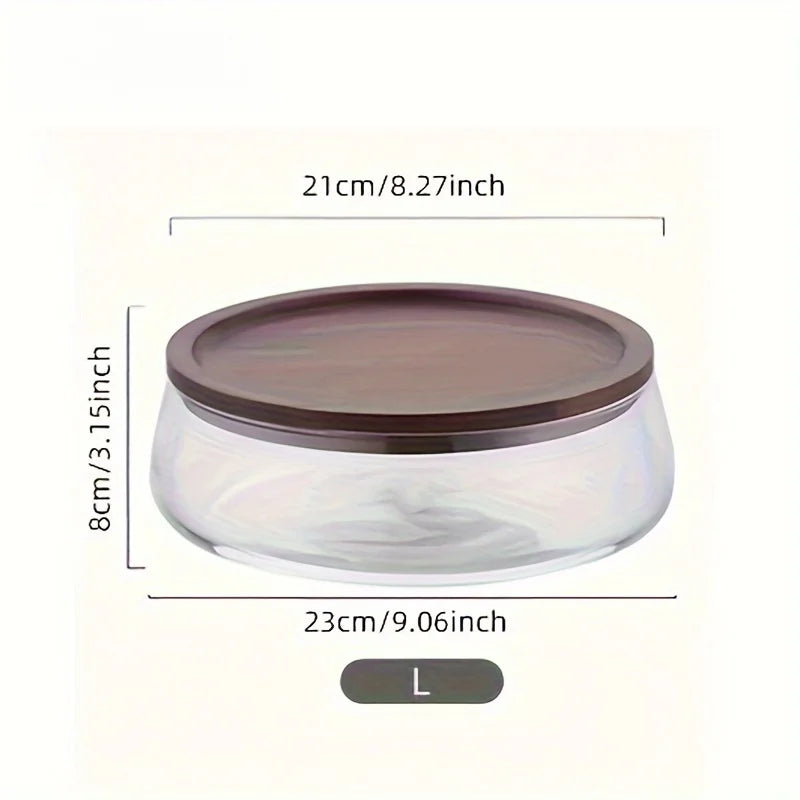 Glass Storage Canister Wooden Lid Wide Food Container Airtight Kitchen Pantry Jar