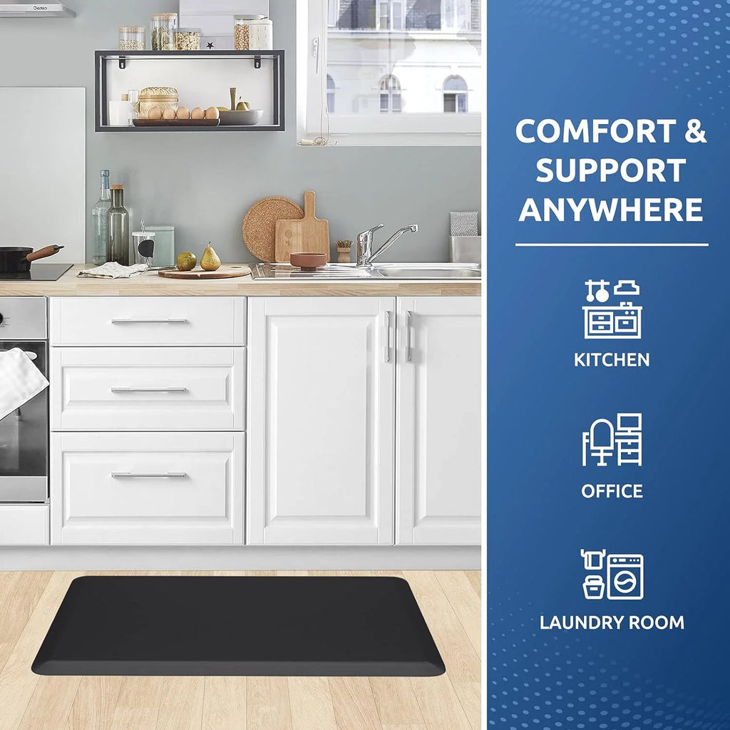 Kitchen Floor Mat Cushioned Waterproof Non Slip Standing Comfort Rug - Brown