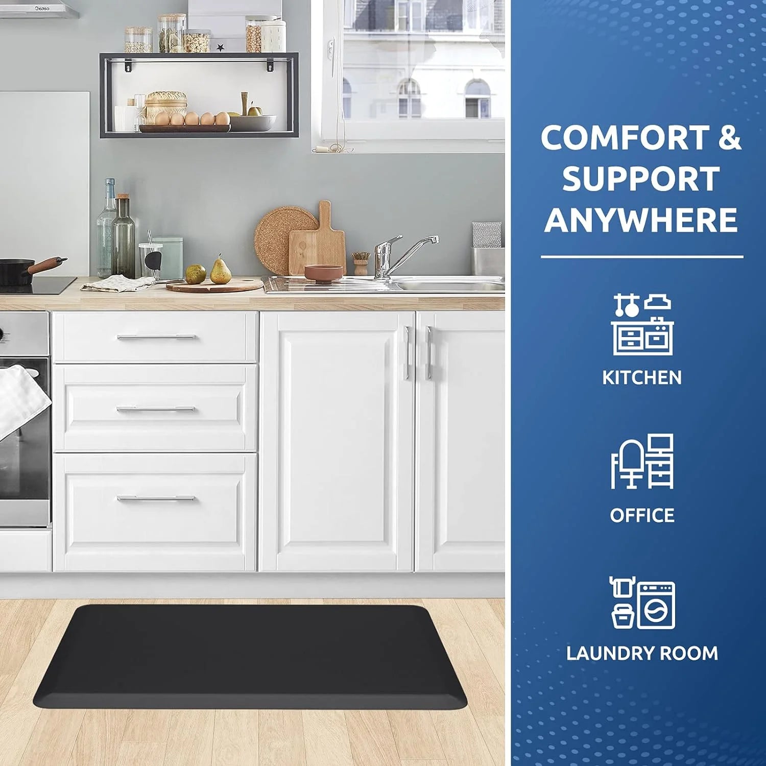 Kitchen Floor Mat Cushioned Waterproof Non Slip Standing Comfort Rug - Brown
