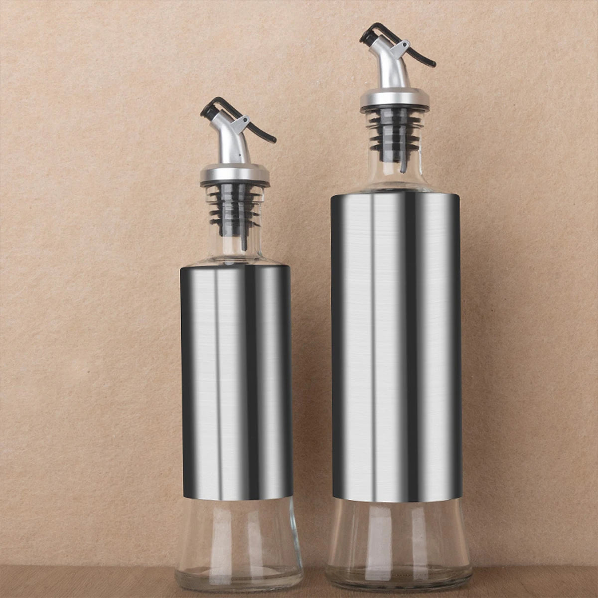 Oil & Vinegar Dispenser 300mL Stainless Steel Glass Precision Pour Bottle Leak Resistant