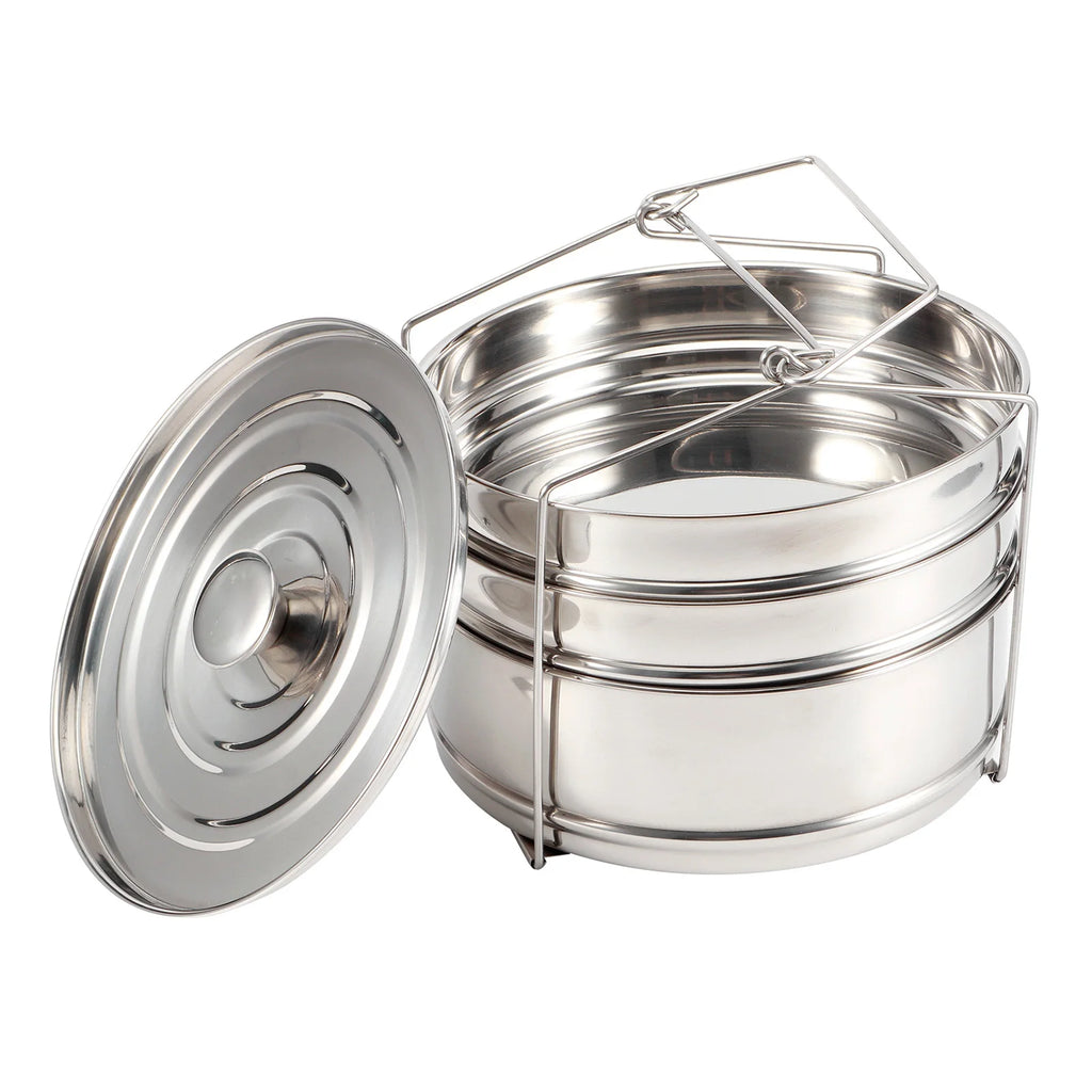 Steamer Pot 3 Tier Stainless Steel Stackable Cooker Insert Set with Lid and Handle