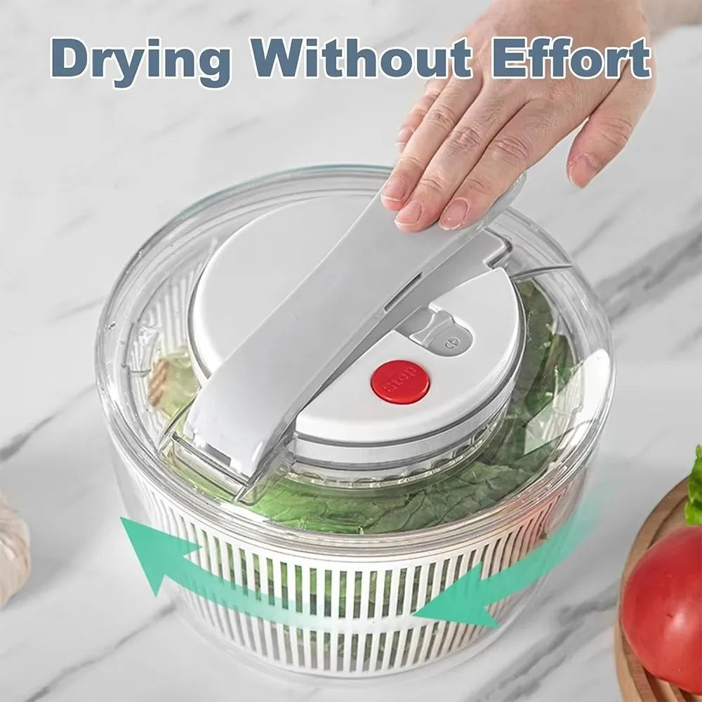 Vegetable Salad Spinner 3L Press Type Lettuce Dryer Fruit and Vegetable Dehydrator – White