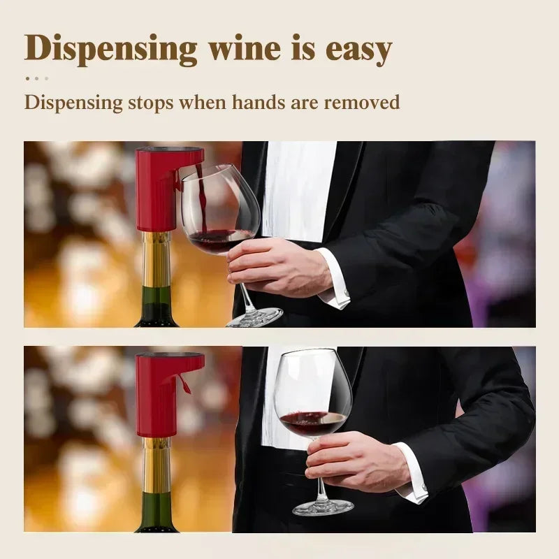 Smart Electric Digital Wine Dispenser for Over 100 Bottle Types with Type-C Recharge - Black