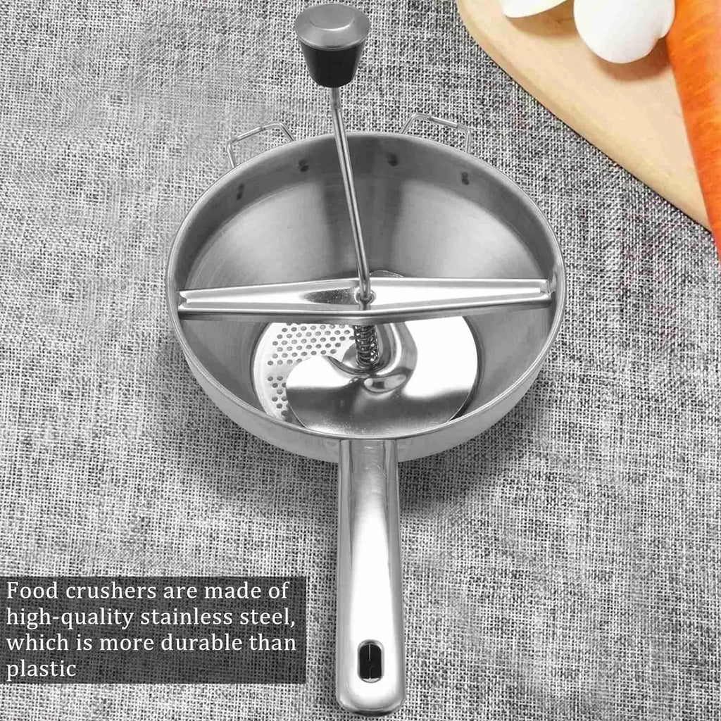 Potato Ricer Stainless Steel Masher Food Mill for Smooth Mash and Puree - Silver