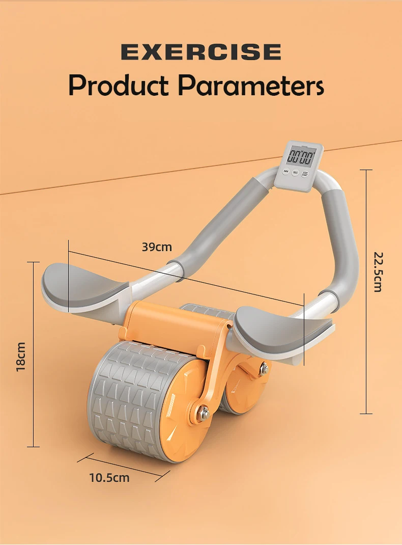 Abdominal Roller Wheel Automatic Rebound Double Wheel Core Trainer - Orange
