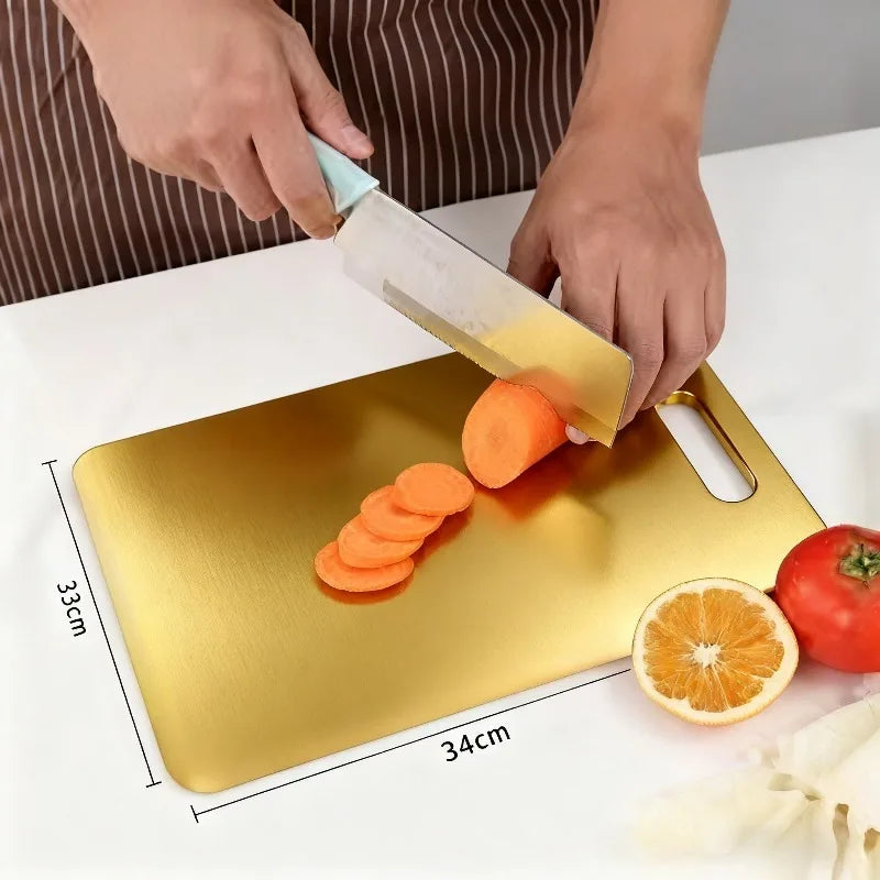 Stainless Steel Cutting Board Set 3 Piece Chopping Boards with Scale - Gold
