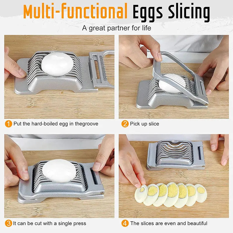 Egg Slicer Heavy Duty Aluminium Stainless Steel Wire Soft Fruit Cutter Kitchen Tool - Gold