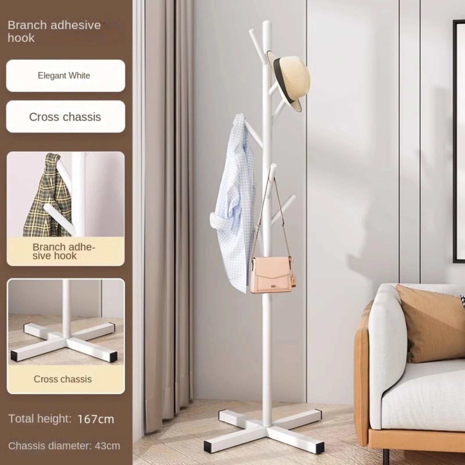 Marble Clothes Rack – Floor-StandingHousehold  Bedroom Simple Coat Rack Clothes Hanger Storage Rack - White